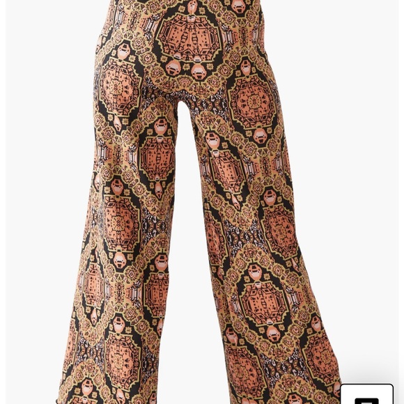 Free People Sun In The West Wide Leg Pants | Size L | Boho Knit - Picture 4 of 10